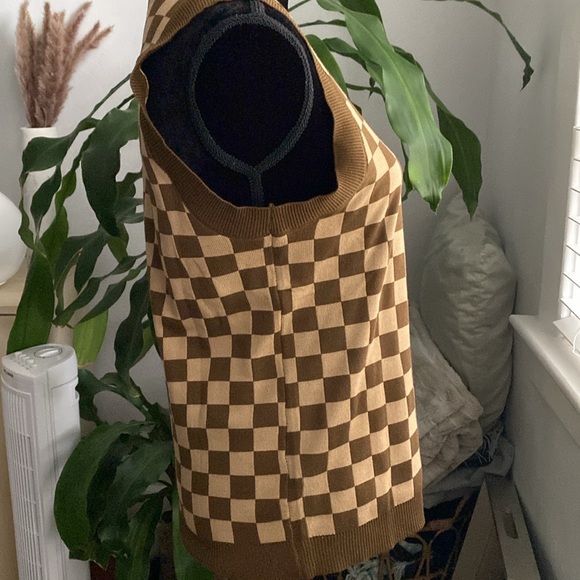 Daisy Street brown checker vest - Picture 4 of 6